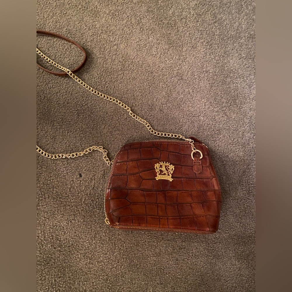 Crocodile leather crossbody purse
